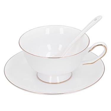 Imagem de Conjunto de xícaras de café, 4 conjuntos de xícaras e pires de café expresso, xícaras de café expresso de porcelana, xícaras de chá, caneca de latte com pires e colheres conjunto para café, bebidas