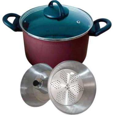 Imagem de Conjunto 3 em 1 de Panelas Multiuso Antiaderentes com Legumeira e Forma de Pudim – Cozinha Saudável e Versátil (Cereja)