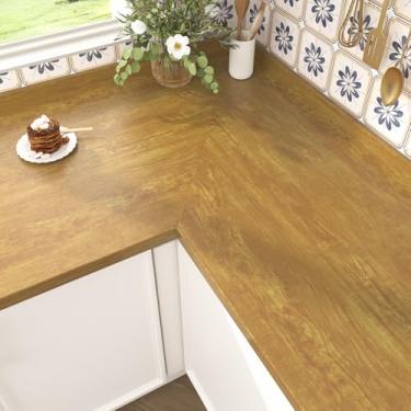 Imagem de Mangoloo Papel de contato de madeira rústica marrom para bancadas papel de parede de madeira marrom descasque e cole à prova d'água 40 cm x 203 cm papel de contato de grão de madeira removível para