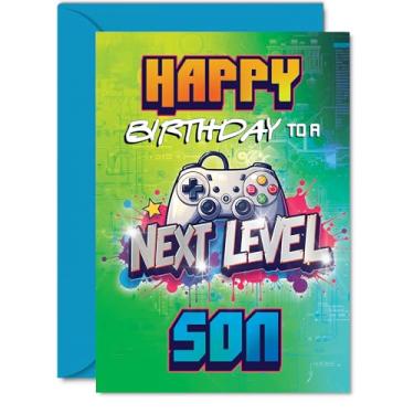 Imagem de Cartão de aniversário Son - Next Level - Cartão de feliz aniversário para filho de Mom Dad, cartões comemorativos A5 Gamer Bday