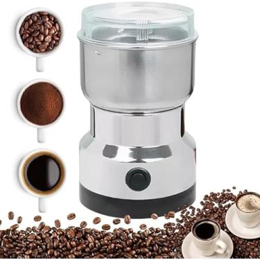 Imagem de Moedor de Café Elétrico Triturador de Grãos, Temperos, Amendoim, Sementes, Especiarias, Ervas Secas, Raízes, Compacto e Portátil, Lâminas de Inox, Tampa Acrílico, Para Cozinho de Uso Doméstico 110v