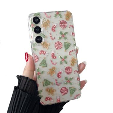 Imagem de ZTOFERA Capa transparente de Natal para Samsung Galaxy S23 6,1 polegadas, linda capa de telefone com estampa de Feliz Natal, presentes de silicone translúcido PC rígido + TPU bumper capa protetora à