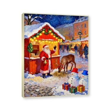 Imagem de Moldura de champanhe. Pôster de Natal de casa de fazenda, impressão de férias de núcleo de inverno, decoração de parede de Natal vintage para decoração de casa de fazenda e quarto de galeria. A74