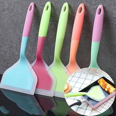 Imagem de Espátula de silicone versátil - Espátula de borracha de grau alimentício com aderência ergonômica, antiaderente, resistente ao calor para cozinhar, mexer e grelhar - perfeita para panquecas, bifes e