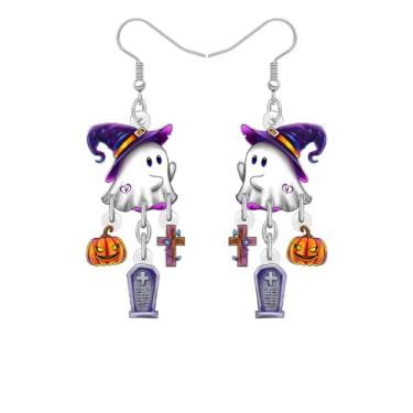Imagem de Brincos pendentes de fantasma de terror em acrílico, presentes de Halloween para mulheres, design bonito e assustador com foice de globo ocular, acessórios de bijuteria para fantasia de feriado