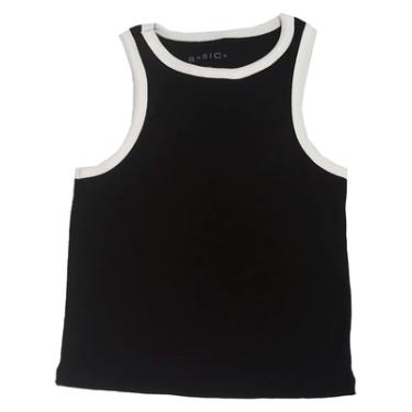 Imagem de REGATA RIBANA, BASIC+, EM MALHA ALGODÃO COM ELASTANO, REFERECIA R040 PRETO/BRANCO GG