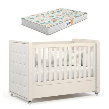Imagem de Berço Americano Tutto New Off White Com Capitonê New Boucle E Colchão Gazin - Matic