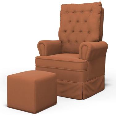Imagem de Poltrona De Amamentação E Descanso Com Balanço E Puff Laís G05 Veludo Terracota - Mpozenato