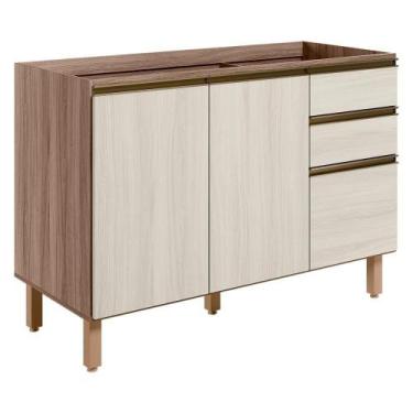 Imagem de Balcao Para Pia 2p 3g 120cm Mdf Kali 16417 Carvalho Bianco - Nicioli M