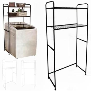 Imagem de Rack Estante Lavanderia Maquina de Lavar Organizaçao Prateleira Aço Preto ou Branco Cortelux(Preto)