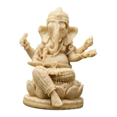 Imagem de IEUDNS Estátua do Senhor Ganesha, estatueta de Ganesha, ornamento artesanal, escultura religiosa de Buda para inauguração de casa, escritório, quarto ou, Cáqui 8.5x7x10.5cm