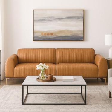 Imagem de Sofá 2 Lugares 180cm Cocie material sintético Caramelo - Sallar Home