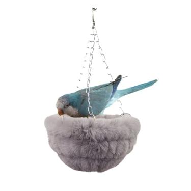 Imagem de CXYYXF Rede suspensa de papagaio de luxo de pele de coelho sintética: ninho de inverno quente ultramacio para periquitos, periquitos, calopsitas, pombinhos, conures. Área de dormir/brincar, presente