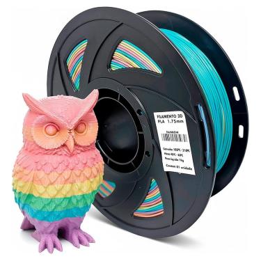Imagem de Filamento de Impressora 3D PLA Rainbow 1.75mm 1KG Cor Brilhante Textura Macia Masterprint Filamento 3D