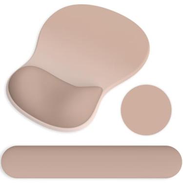 Imagem de Mouse pad ergonômico com descanso de pulso e apoio de pulso para teclado, mouse de gel e descanso de pulso para teclado de computador, alívio da dor, base de poliuretano antiderrapante, mouse pad com
