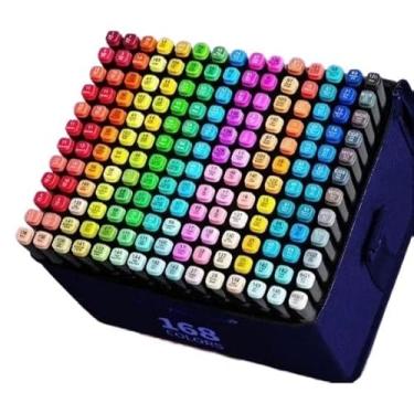 Imagem de 120/168/204 Cores Caneta Marcadora De Cabeça Dupla Oleosa Montagem Artística Para Estudantes (168 cores)