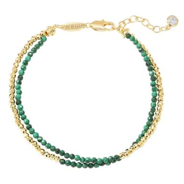 Imagem de MEVECCO Pulseira feminina com contas em camadas, pedras mistas, banhado a ouro 18 K, feito à mão, contas personalizadas, pulseiras de corrente empilhadas, Medium, Sem Pedra Preciosa