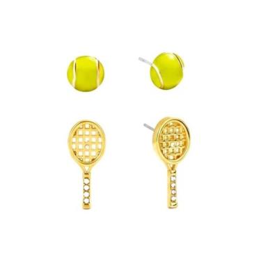 Imagem de Brincos Bola E Raquete De Beach Tennis Dourada