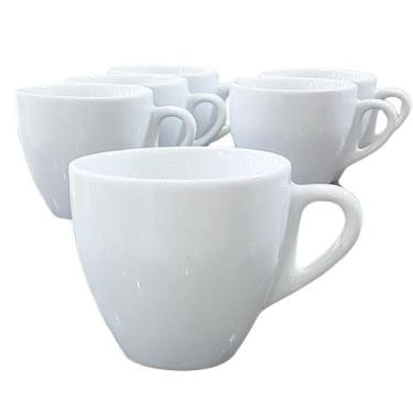 Imagem de Kit Jogo 6 Xícaras de Café e Chá Cônicas 200ml em Porcelana Branca - A