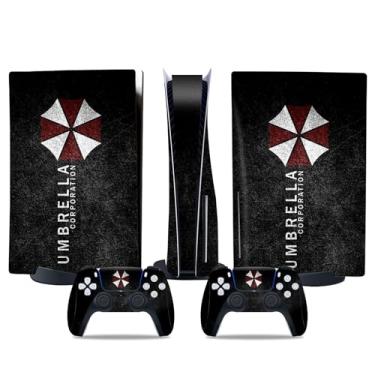 Imagem de MaD Vision® Conjunto de películas de vinil extraduráveis para PS5 Disc + 5 pares de anéis de mira | Kit de adesivos resistentes a arranhões para PlayStation 5 + 2 controles – para Resident-Evil |