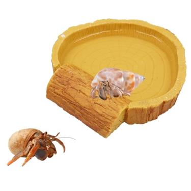 Imagem de Piscina de caranguejo eremita, tigela de água de réptil de resina e prato de banho, acessórios de habitat para gaiola de tanque de aquário para pequenas a médias tartarugas caranguejo eremita lagarto