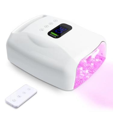 Imagem de BIDUO Lâmpada de unhas UV profissional, baterias recarregáveis integradas de 28800 mAh de longa duração, 52 contas de LED, controle remoto sem fio, ventilador de resfriamento, base magnética, luz UV