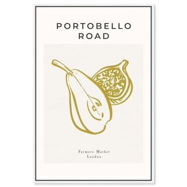 Imagem de Art Remedy Impressão de cozinha moderna em tela de romã de abacate Portobello Road, moldura branca, 25 x 38 cm