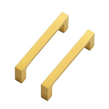 Imagem de Ravinte Pacote com 25 puxadores de armário de cozinha sólidos de 8,5 cm de latão escovado, puxadores de gaveta, ferragens para armário de cozinha, puxadores de cozinha