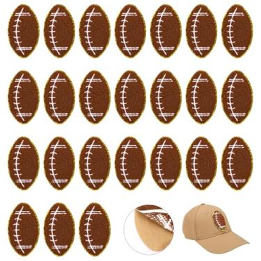 Imagem de 24un Patches de Futebol Autoadesivos, Bordas Douradas Chenille Rúgbi Remendo Bordado Design de Futebol para Chapéus Mochilas Jaquetas Costura Faça Você Mesmo