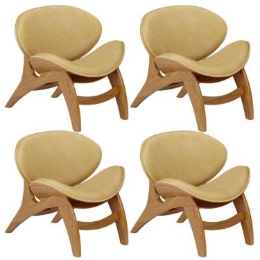 Imagem de Kit 4 Poltronas Decorativa Orgânica Sala Living Kadosh L02 Couríssimo Fendi - Lyam Decor