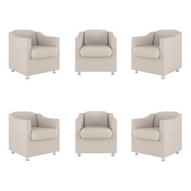 Imagem de Kit 6 Cadeiras Poltronas Decorativas Espera Clinica Dentista Cor:bege