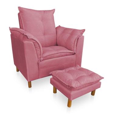 Imagem de Poltrona De Amamentação Com Puff Laura Suede - Pallazio Cor Rosa