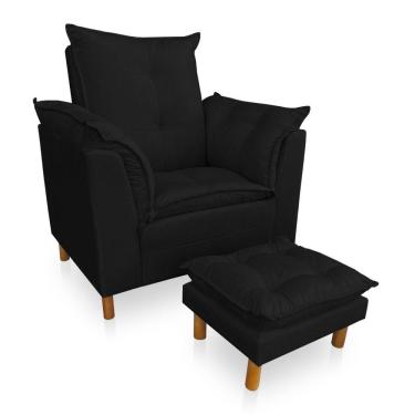 Imagem de Poltrona De Amamentação Com Puff Laura Veludo Preto