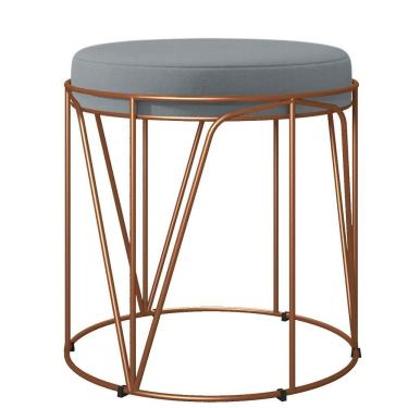 Imagem de Puff Decorativo Aramado Bronze Zaya L02 Suede Cinza