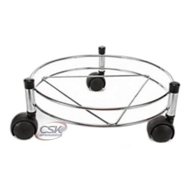 Imagem de 2X Suporte Para Botijão De Gás Com Rodinhas Cromado Csk 8530