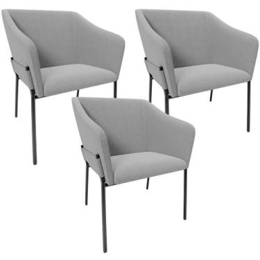 Imagem de Kit 3 Cadeiras Para Sala De Jantar Estar Living Olívia L02 Bouclê Cinz