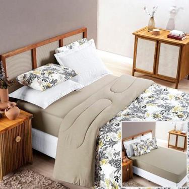 Imagem de Edredom 2,60m x 2,40m + Jogo de Cama Malha Quality King 04 Peças 100% 