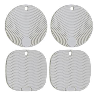 Imagem de Kit com 4 Descansos de Panela em Silicone Naxos – Apoio Antiderrapante, Resistente ao Calor até 240 °C, Atóxico, Flexível. Quadrado/Redondo 17×17 cm. Cor: Cinza
