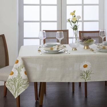 Imagem de Toalha de Mesa Bordada Em Linho Margaridas 6 Lugares Filipinas Atelie 
