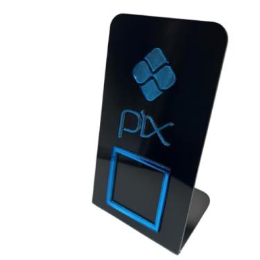 Imagem de Placa Pix QrCode Display Pagamento Acrílico De Mesa Balcão Loja(Preto Azul)