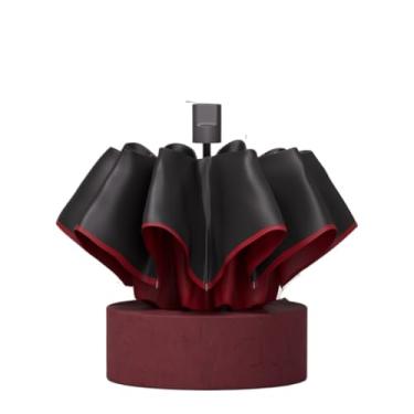 Imagem de barenx Guarda-chuva elegante, guarda-chuva dobrável automático premium, guarda-chuva com proteção UV, guarda-chuva compacto - 8/10/24/60 costelas, 8 costelas com design rodado, vermelho
