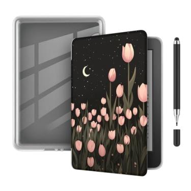 Imagem de Akacy Capa transparente e macia com padrão pintado para Kindle paperwhite de 17.3 cm 11 Geração (2021, Modelos M2L3EK). Capa traseira de borracha TPU de silicone flexível fina, fina, flexível, cantos