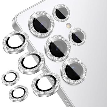 Imagem de YWLOPT Compatível com protetor de lente de câmera Samsung Galaxy S24 Ultra (pacote com 5) - Brilho brilhante brilhante, capa de câmera antirarranhões com vidro temperado 9H para mulheres, compatível