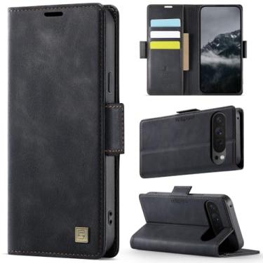 Imagem de XKchatpt Capa de telefone para Google Pixel 9 Pro, capa carteira de couro PU com bloqueio RFID, 3 porta-cartões, capa protetora à prova de choque para Google Pixel 9 Pro (preto)