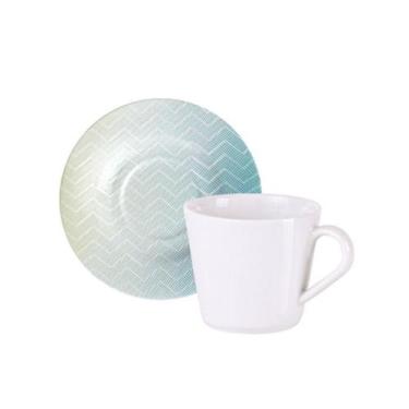 Imagem de Xicara De Chá Café Com Pires 185ml Polaris Porcelana Decorada Tramonti