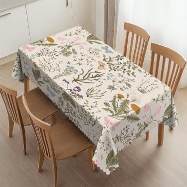 Imagem de HEROARMOUR Toalha de mesa vintage de flores silvestres floral rústica borboleta lavável flores silvestres toalha de mesa retangular para festa piquenique jantar ao ar livre decoração de casa 137 x 182