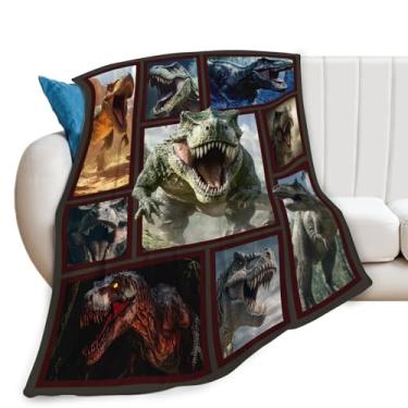 Imagem de Cobertor de dinossauro para amantes de dinossauros, presentes para meninas, meninos, crianças, macio, aconchegante, de lã de pelúcia para sofá-cama 127 x 101 cm