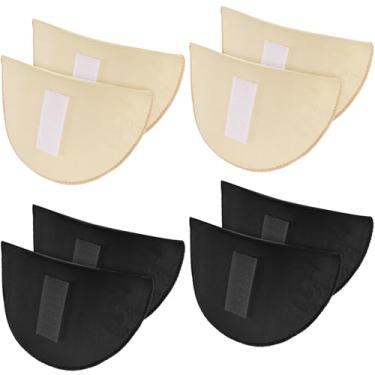 Imagem de Lnngub 4 pares de ombreiras para roupas femininas, espessuras de espuma de 1,5 cm, almofada de esponja respirável para ombros altos e baixos inclinados, blazer, casaco, camisa (preto e pele)