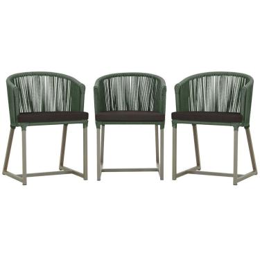 Imagem de 3 Cadeiras De Jantar Noronha Fendi Corda Náutica E9 Trama Verde