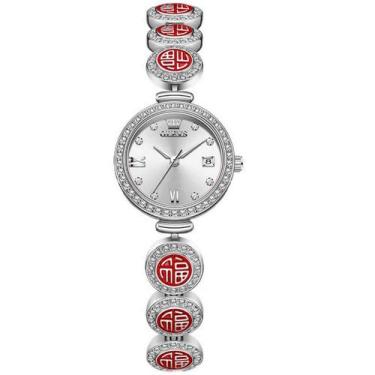 Imagem de Relógio feminino de quartzo à prova d'água data automática design eleg